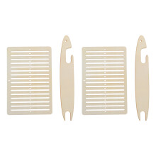 2Set Mini Holz Webrahmen Kit Beige Mit Webschiffchen Für Armband DIY