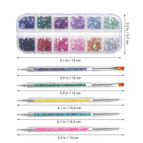 1Set Flache Nagelstrasssteine Mit Dotting Für Maniküre 1