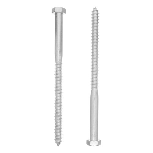 2Pcs Hex Head Heavy Duty Galvanized Wood Screws Silver for Decking Use