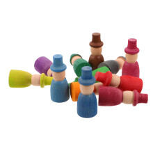 12Pièces Poupées Famille En Bois Peintes À Jouets Imaginatifs