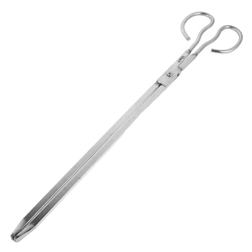 Silver Fire Pit Tongs Stainless Steel Log Burner Tool for Home Use