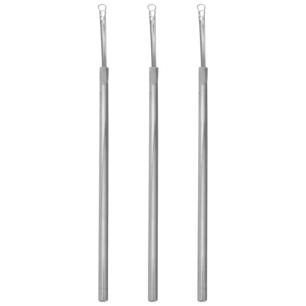 Villcase 3Pcs Stainless Steel Earwax Loop Scoop Triple Ring Ear Pick For Home
