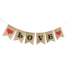 Love Wedding Bunting Banner Burlap Rustic Wedding Party Decoration