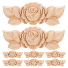 8Pcs Rustic Wood Carving Appliques for Bed Frame and Wall Mantel