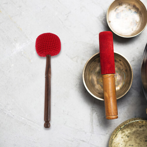 Multi Color Wool Felt Singing Bowl Mallet Wood Stick Meditation 2
