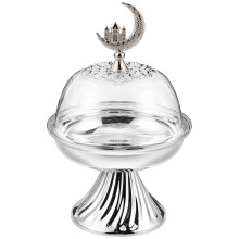 Silver Ramadan Platter Metal Food Tray for Family Eid Parties
