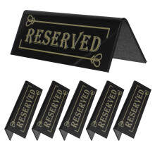 6Pcs Acrylic Reserved Table Signs Black Two-Sided Wedding Party Decor