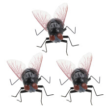 3Pièces Figurines Mouches Métal Noires Réalistes Pour
