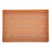 Khaki Multi-Use Metal Mesh Kitchen Strainer and Display Tray