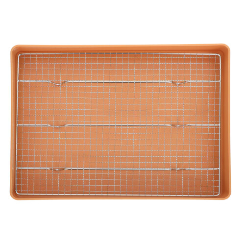 Khaki Multi-Use Metal Mesh Kitchen Strainer and Display Tray