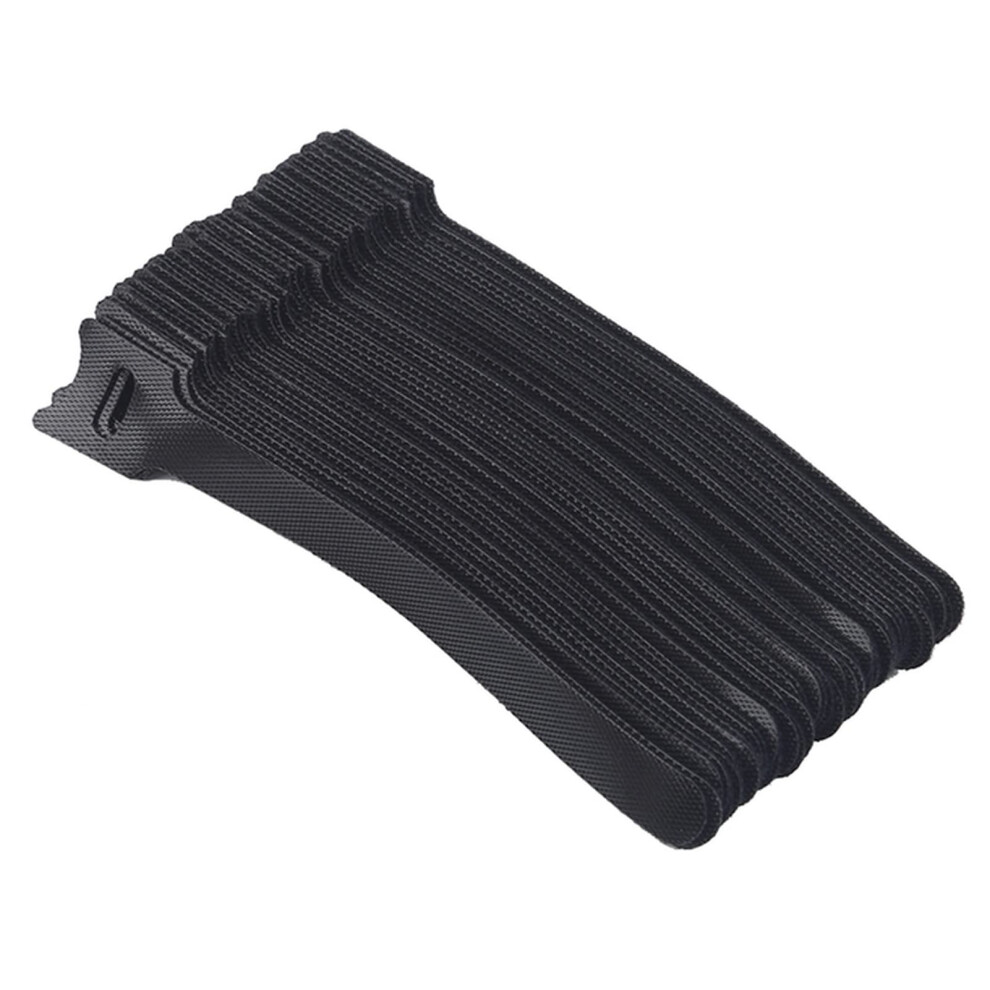 50Pcs Reusable Nylon Cable Ties Straps, Doublesided Hook And Loop Fasteners, 20Mm Black 9330225822196