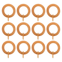 12Pcs Solid Wood Curtain Rod Rings Light Brown Drapery Hoops