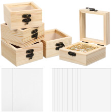 4Pcs Wooden Jewelry Display Boxes with Eva Foam and Lid Multi-Color