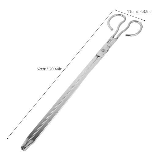 Silver Fire Pit Tongs Stainless Steel Log Burner Tool for Home Use 1