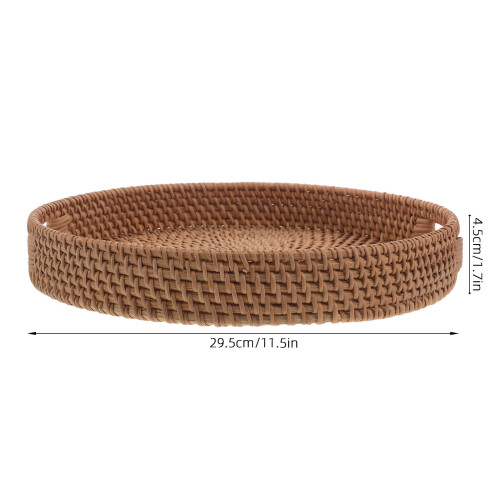 Lightweight Chocolate Rattan Serving Tray for Desk Organizer 1