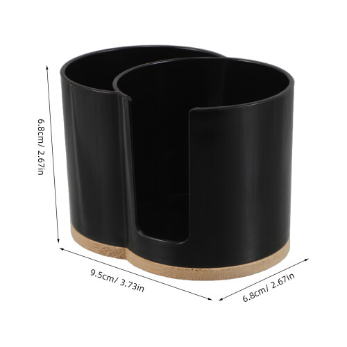 Black Plastic Round Cotton Ball Holder Bathroom Vanity Organizer 1