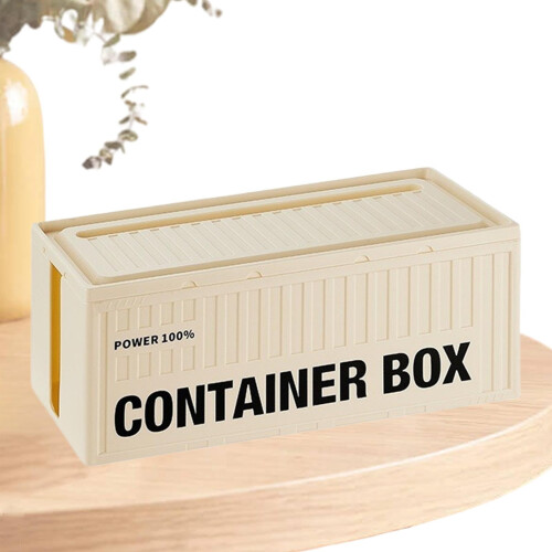 Large Dustproof Cable Management Box with Lid, Creamy Desk Cable Organizer for Clutter Storage