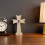 Beige Holz Mit , Handgeschnitzt, Tischdeko 8