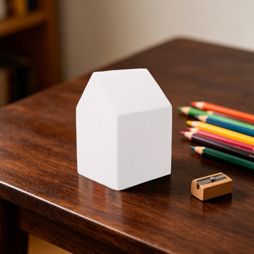 White Polystyrene Foam House DIY Craft Model for Kids Art Projects 2