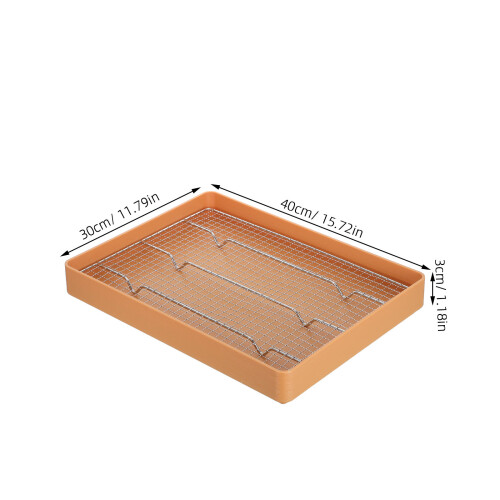 Khaki Multi-Use Metal Mesh Kitchen Strainer and Display Tray 1