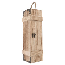 Antique Coffee Wooden Wine Box with Rope Handle and Secure Lock