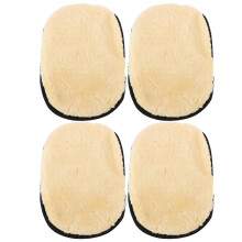 4Pcs Car Cleaning Mitts Yellow Faux Lambswool Microfiber Soft Gloves