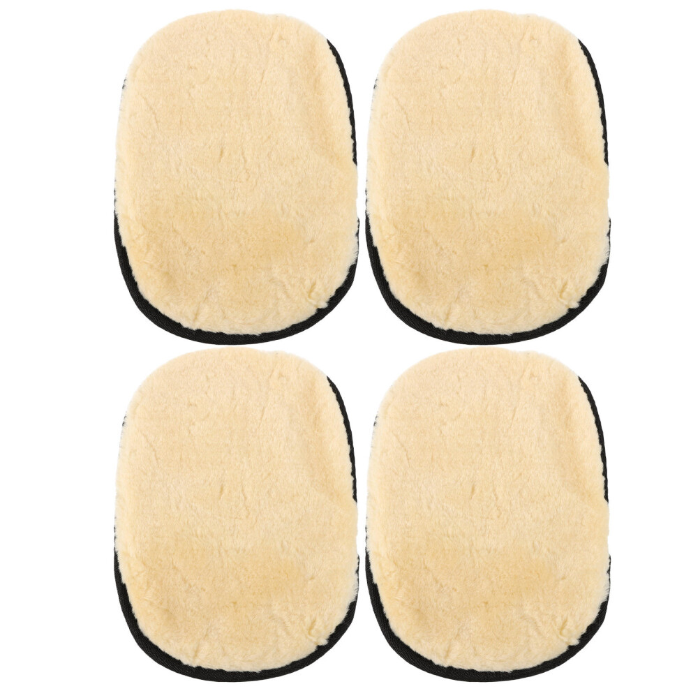 4Pcs Car Cleaning Mitts Faux Lambswool Microfiber Soft Gloves Yellow 3752661834964