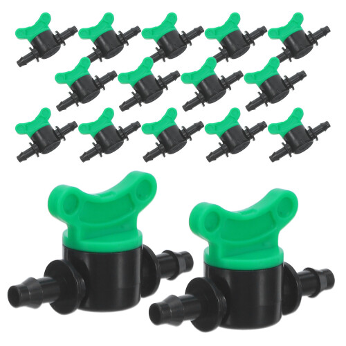 30Pcs Green Drip Irrigation Shut-Off Valves Mini Size for Hose Control