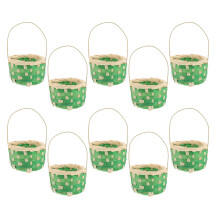 10Pcs Green Bamboo Mini Picnic and Party Favor Woven Baskets