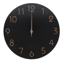 Non-Ticking Black Wall Clock Wood Frame Minimalist Design for Home