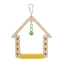 Khaki Wooden Cockatiel Hanging Swing Toy Colorful Bird Gym