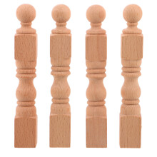 4Pcs DIY Wood Spindles Beige Decorative Craft Railing Posts for Models