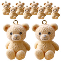 10Pcs Lightweight Bear Charms for Jewelry Making Khaki Animal Design