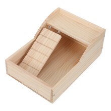Natural Wood Small Animal Sand Bath Box with Ladder