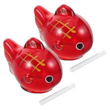 2Pcs Japanese Style Red Glass Wind Chimes Fish Motif for Outside