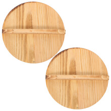 2Pcs Brown Wooden Soup Bowl Lid Heat-Resistant Portable Cover