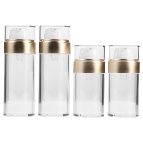 4Pcs Refillable Transparent Airless Pump Jar Plastic Lotion Dispenser