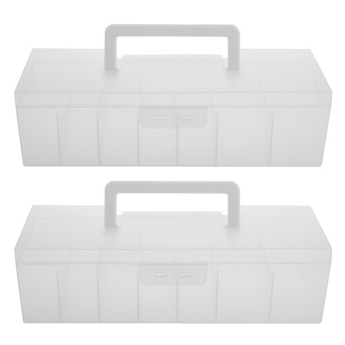 2Pcs White Plastic Garden Seed Organizer Box Portable with Dividers