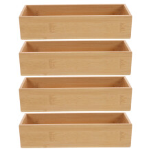 4Pcs Bamboo Deep Drawer Organizer Boxes for Utensil and Office Storage