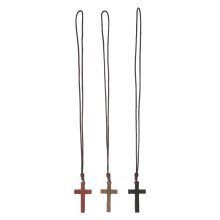 3Pcs Natural Wood Cross Pendant Necklace Vintage Orthodox Prayer Gift