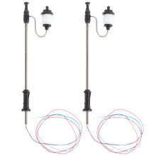 2Pcs Black Miniature Lampposts LED Plastic Metal Model Street Lights