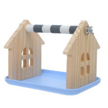 Dual-Use Parrot Stand with Tray Wooden Perch for Cage and Play