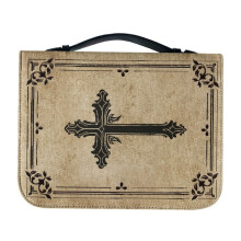PU Bible Carrying Case Khaki Vintage Travel Organizer with Zipper