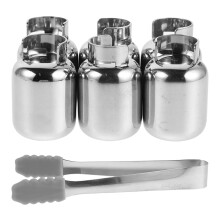 1Set Reusable Stainless Steel Ice Cubes for Whiskey Wine Juice Silver