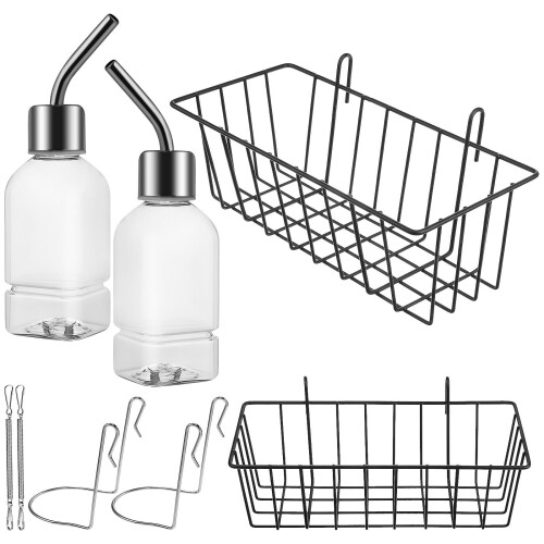Rabbit Hay Feeder & Water Bottle for Small Pets