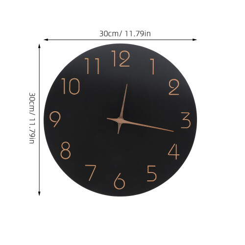 Non-Ticking Black Wall Clock Wood Frame Minimalist Design for Home 1