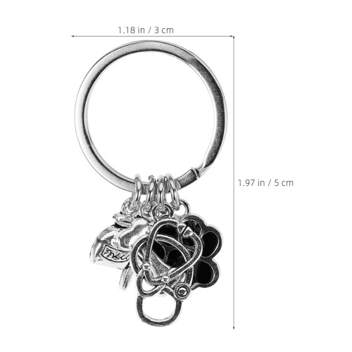 3Pcs Compact Silver Vet Dog Keychains for Backpack and Handbag Charm 1