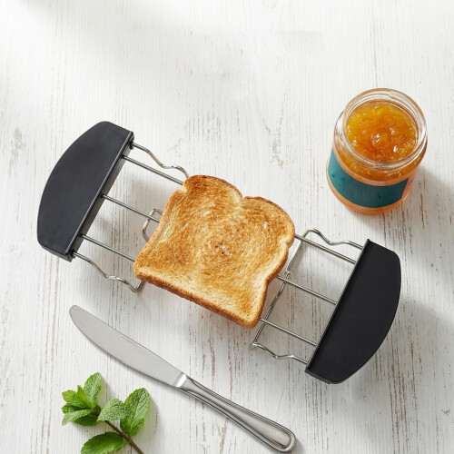 3Pièces Support À Pain Toast En Acier Inoxydable Noir Usage 2