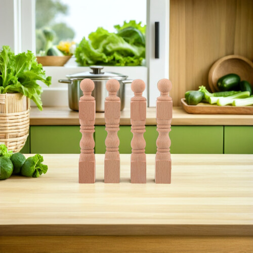 4Pcs DIY Wood Spindles Beige Decorative Craft Railing Posts for Models 2