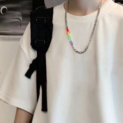 Ανδρικό T-shirt με φαρδιά εφαρμογή, κοντομάνικο βαμβακερό τοπ με στρογγυλή 1